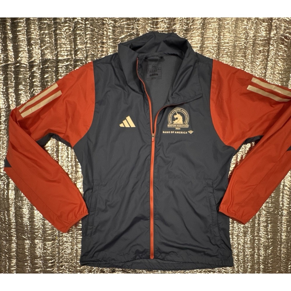 Adidas Boston Marathon 2024 Full Zip Running Jacket Women's 2XS Blue Red